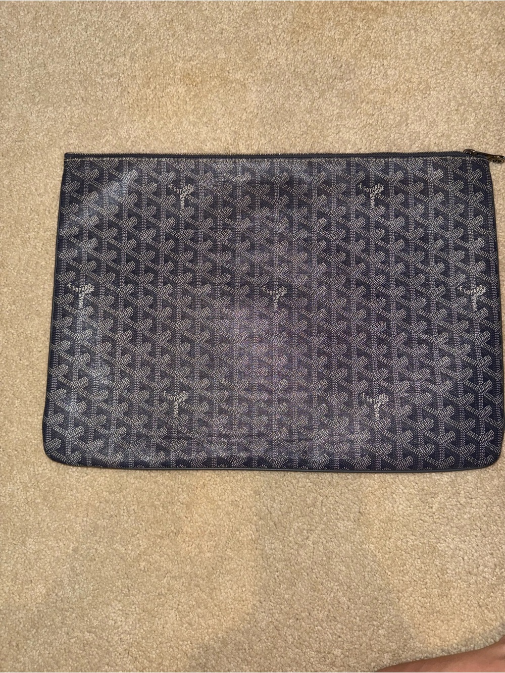 Goyard Black and Navy Chevron Laptop Pouch